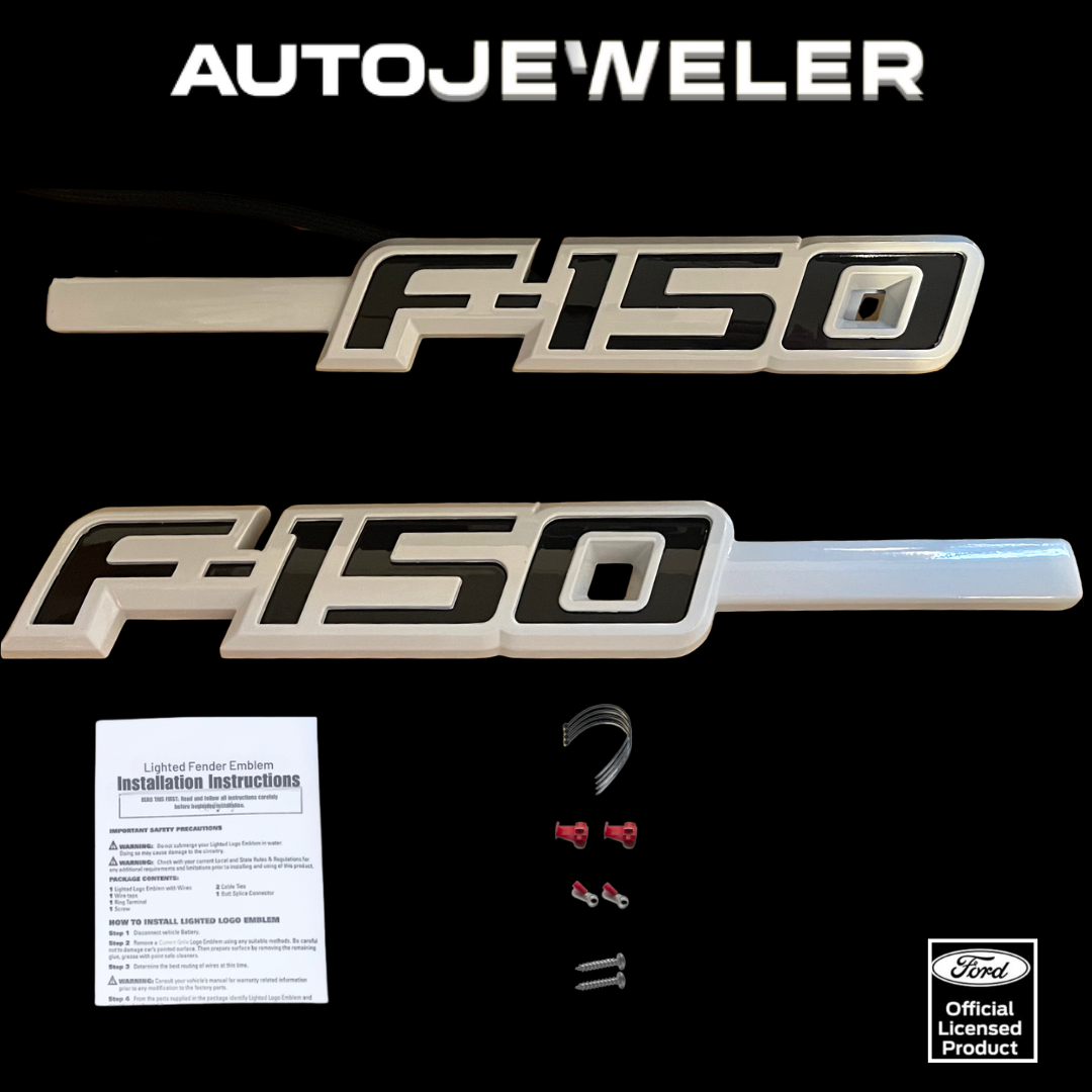 Custom Painted LED Fender Emblems for Ford F-150 (2009–2014) — White LED