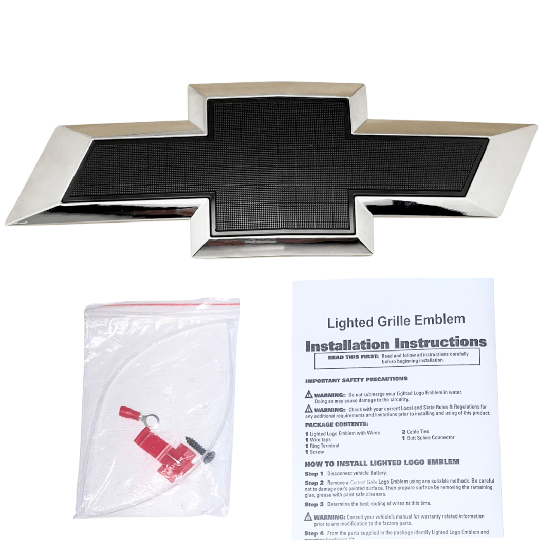 2014 - 2015 Chevy Silverado LED Grille Emblem – Chrome & Black | Illuminated Front BadgeLED Illuminated Emblems