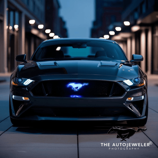 2015 - 2024 Ford Mustang Pony BLUE LED Lighted Grille Emblem – BlackLED Illuminated Emblems