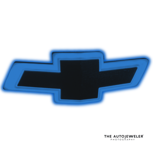 2016 - 2024 Chevrolet Camaro Front Grille Illuminated Bowtie Emblem | Black - Blue LEDsLED Illuminated Emblems