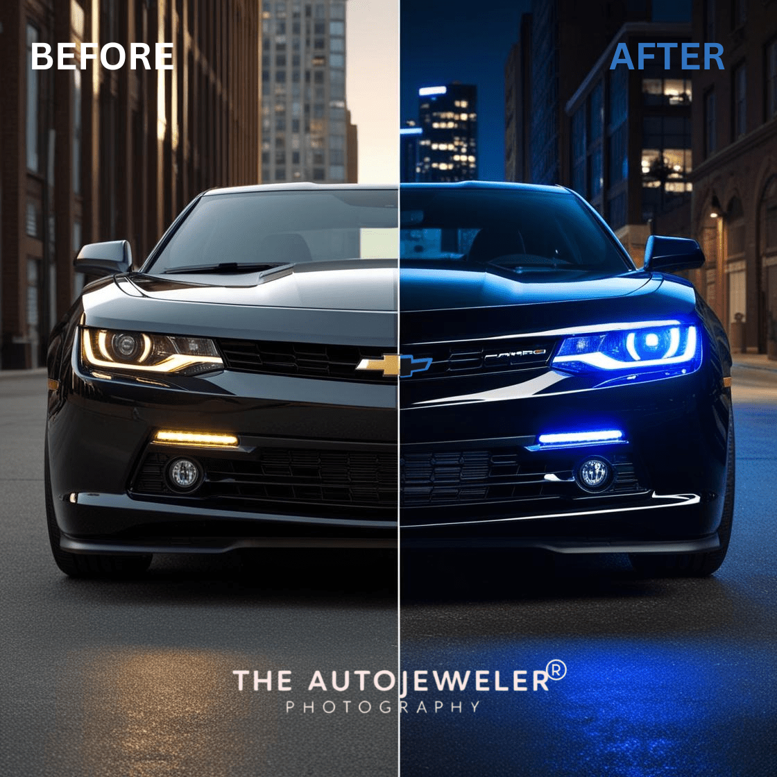 2016 - 2024 Chevrolet Camaro Front Grille Illuminated Bowtie Emblem | Black - Blue LEDsLED Illuminated Emblems
