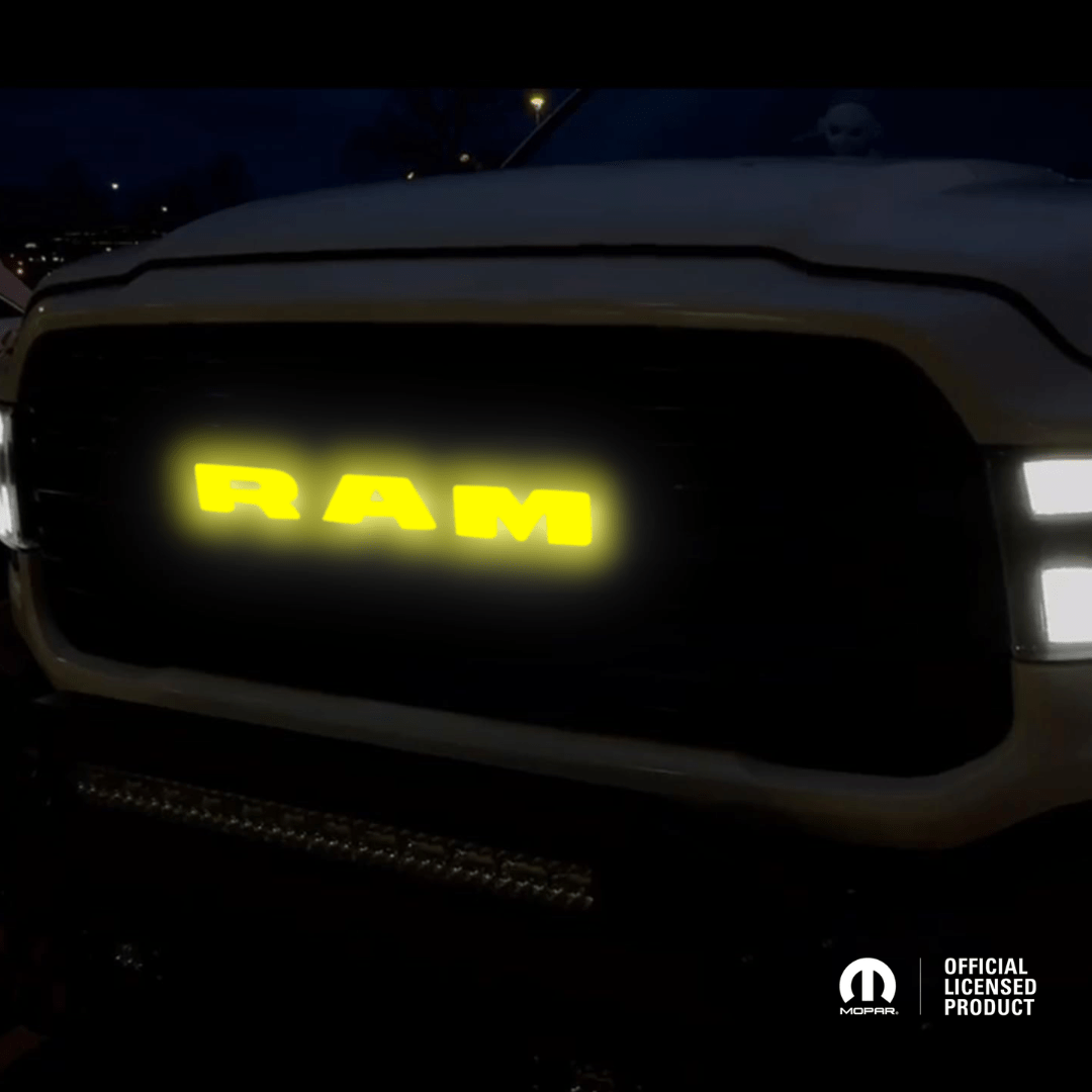 2019–2023 RAM 1500 Chrome Lighted Grille Emblem with RGB LED LightingLED Illuminated Emblems