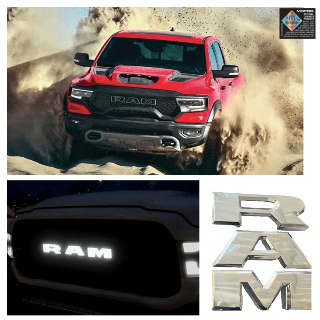 2019–2023 RAM 1500 Chrome Lighted Grille Emblem with RGB LED LightingLED Illuminated Emblems