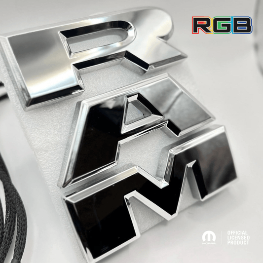 2019–2023 RAM 1500 Chrome Lighted Grille Emblem with RGB LED LightingLED Illuminated Emblems