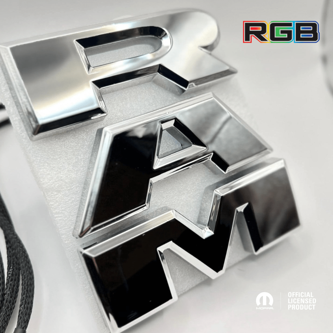 2019–2023 RAM 1500 Chrome Lighted Grille Emblem with RGB LED LightingLED Illuminated Emblems