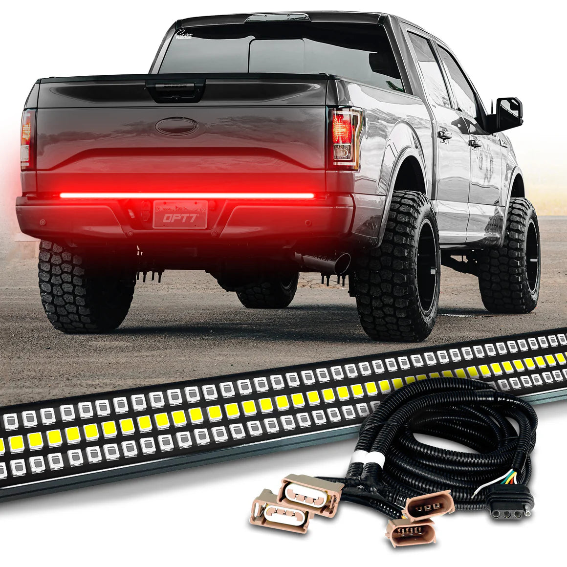 AutoJeweler RedLine 60” Triple-Row LED Tailgate Light Bar Bundle – Ford F-150 (2015–2018) – Plug & Play Harness