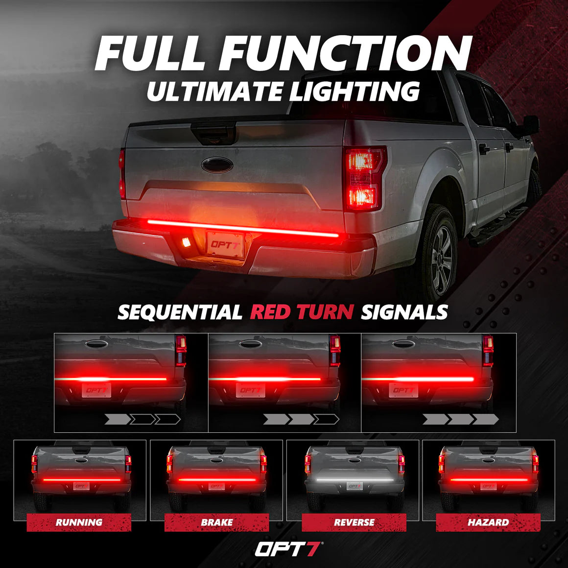 AutoJeweler RedLine 60” Triple-Row LED Tailgate Light Bar Bundle – Ford F-150 (2015–2018) – Plug & Play Harness