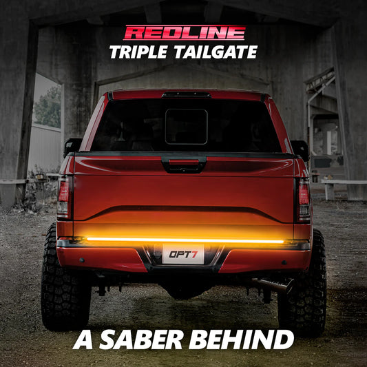 AutoJeweler RedLine 60” Triple-Row LED Tailgate Light Bar Bundle – Ford F-150 (2015–2018) – Plug & Play Harness
