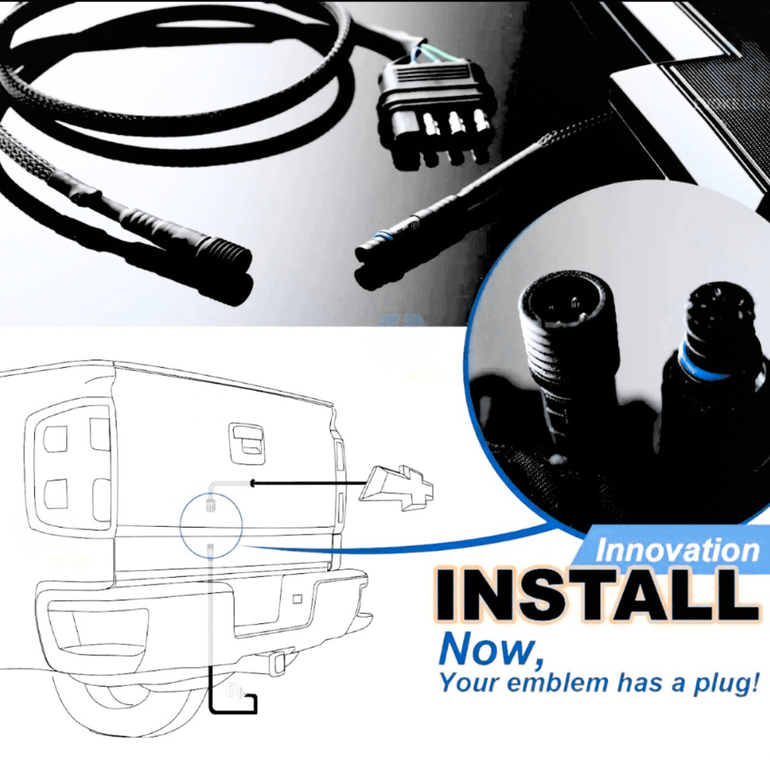 2014–2019 Chevy Silverado RGB Grille Bowtie + LED Tailgate Bowtie Emblem Bundle (Black)