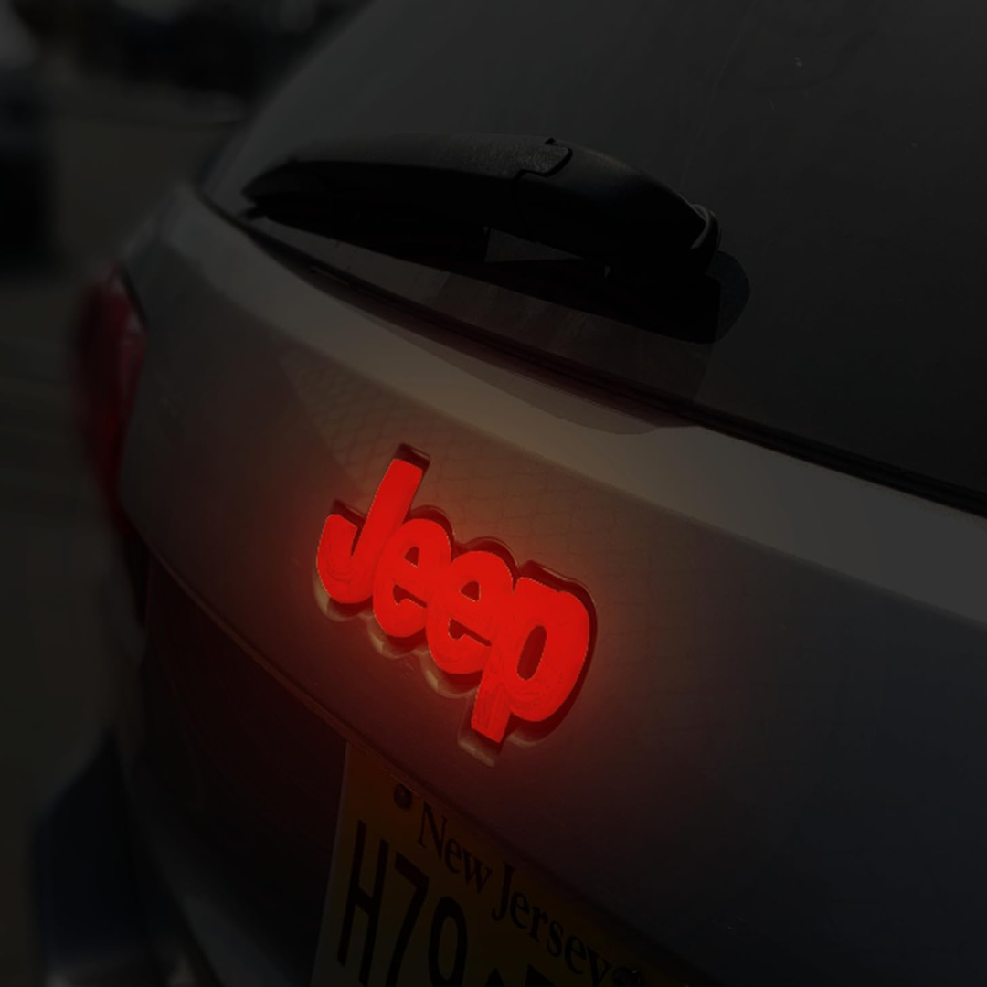 AutoJeweler Jeep LED Lighted Tailgate Emblem (2014–2018) – Available in Black or Chrome Finish
