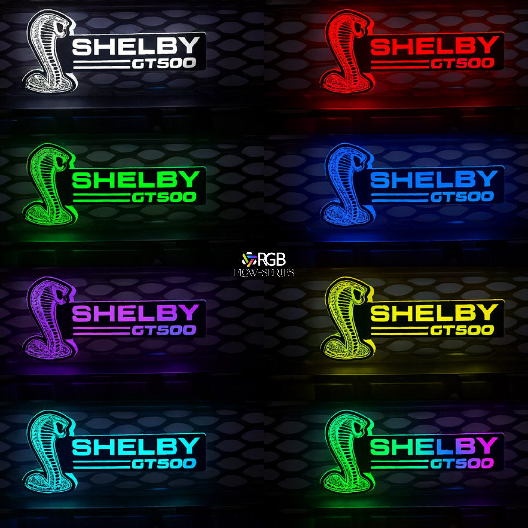Mustang Shelby GT500 RGB Flow Series Emblem multiple color variations display