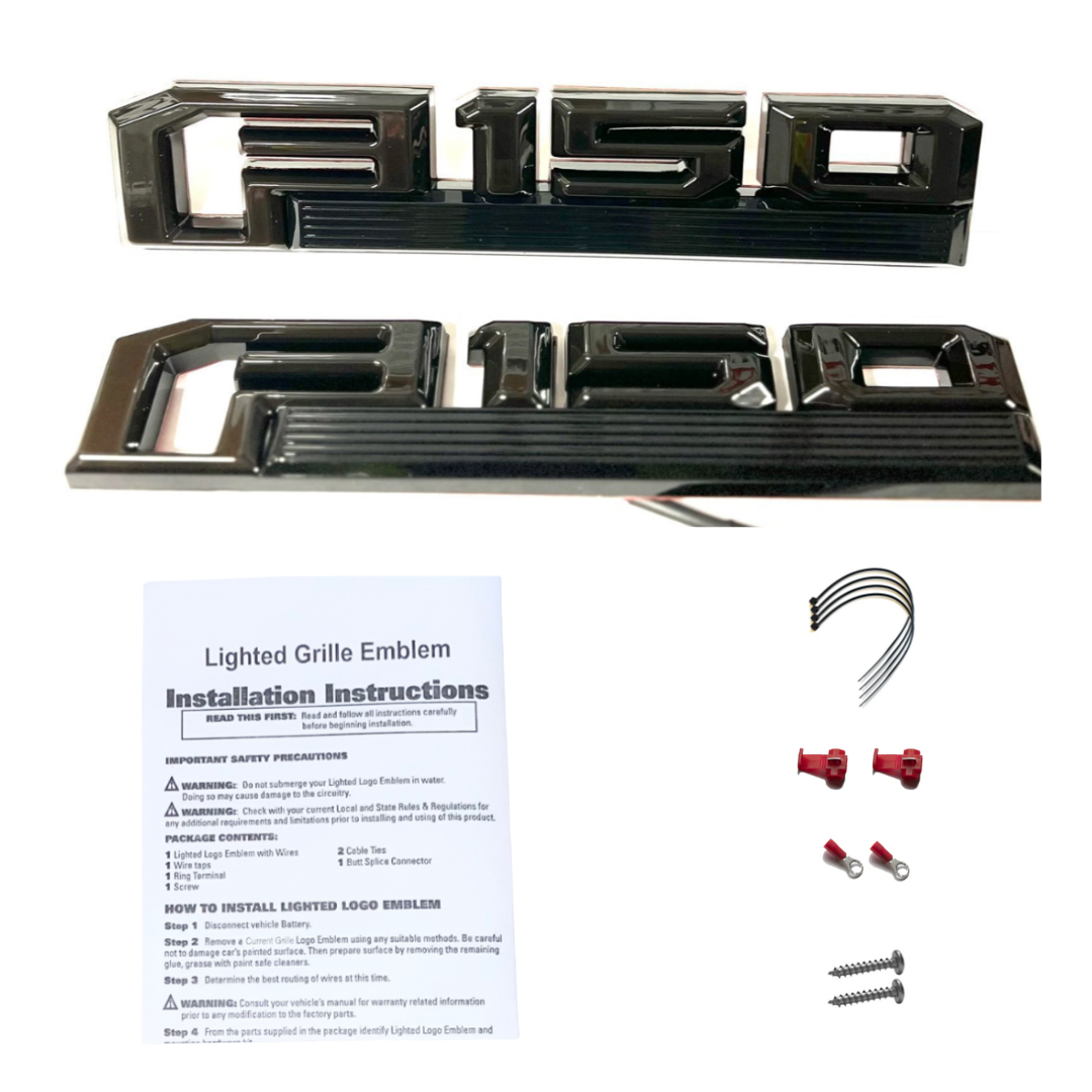 Ford F-150 LED Fender Emblems (2015–2020) – Black Housing, White Illumination | 2 Pc Kit
