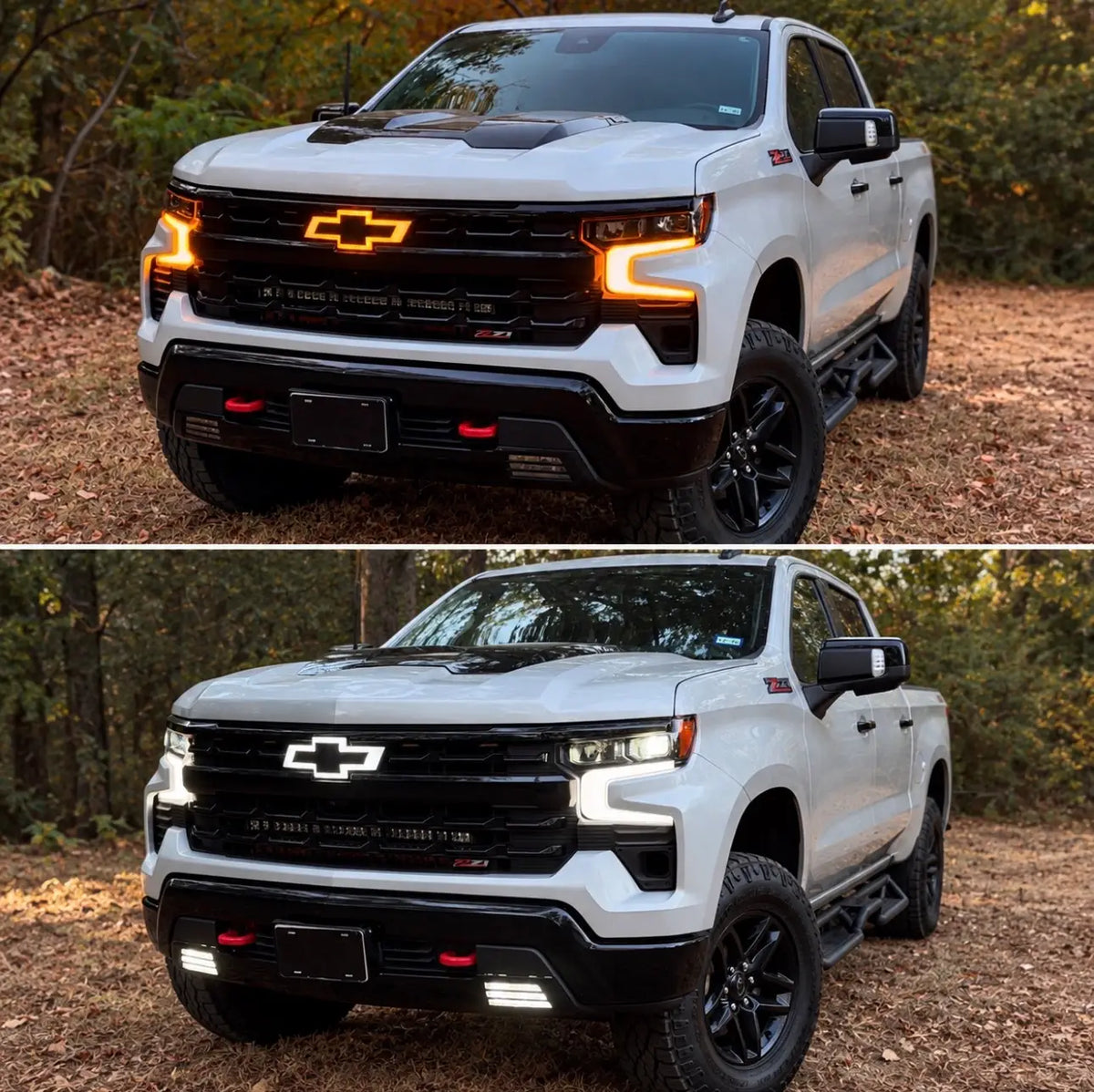 2022β2026 Chevy Silverado 1500 Refresh illuminated Bowtie grille emblem with white and amber LED lighting