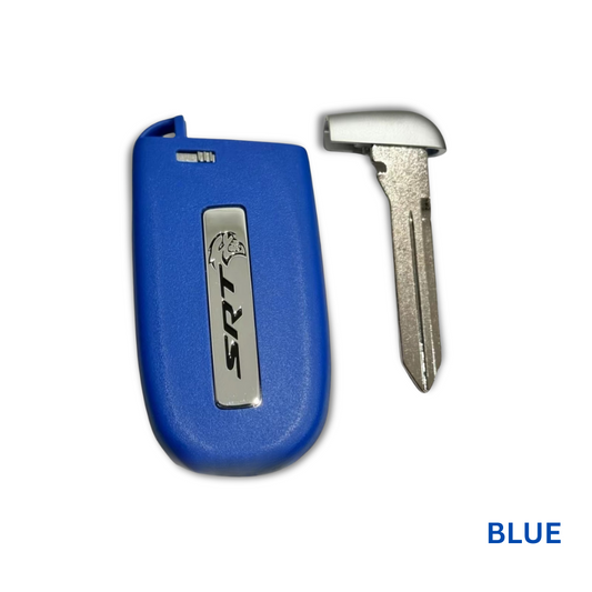 SRT Hellcat Key Fob Cover with Silver/Black Hellcat Logo + Black SRT Lanyard – Red or Blue