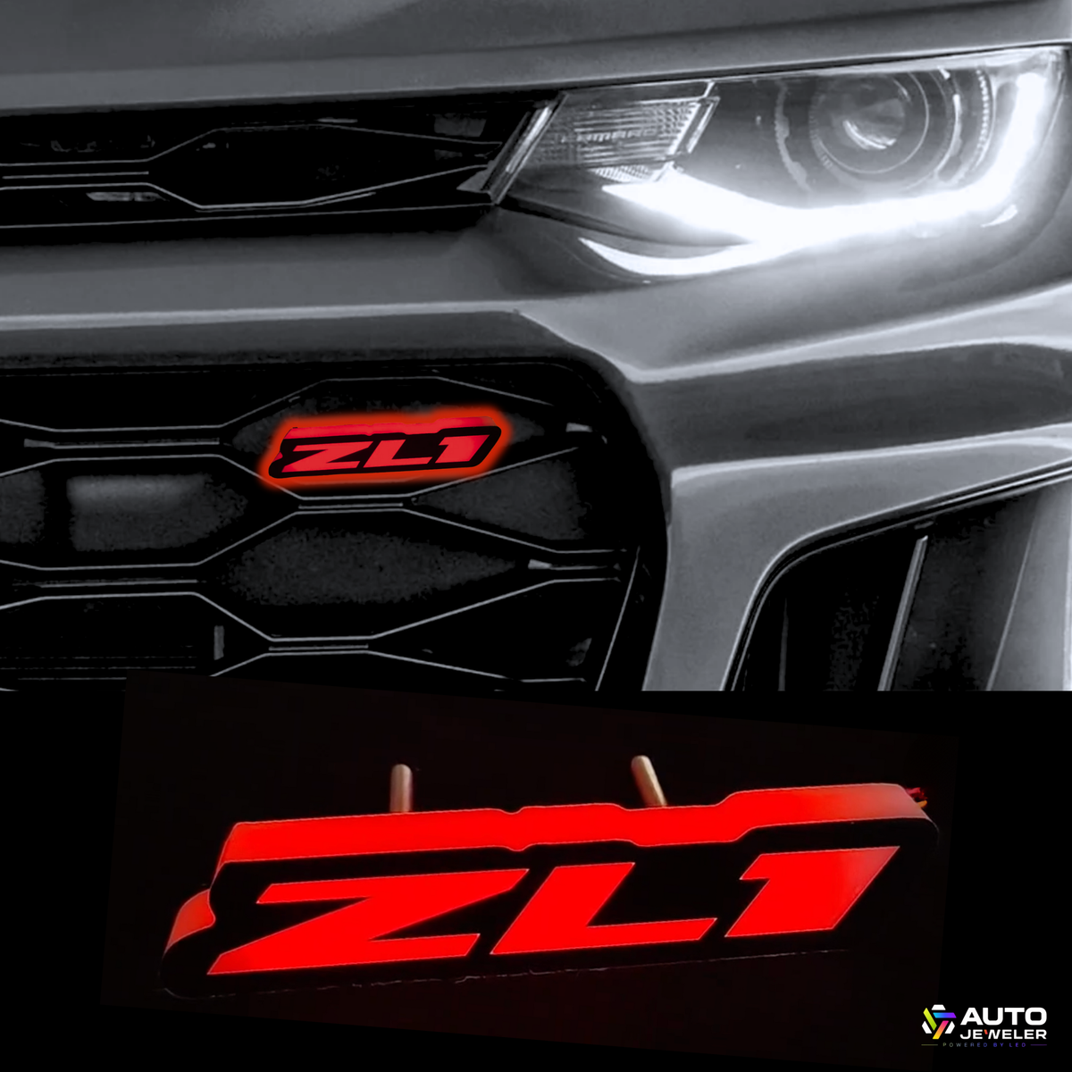 Close-up of a car grille with 'ZL1' logo and Auto Kleerer branding.