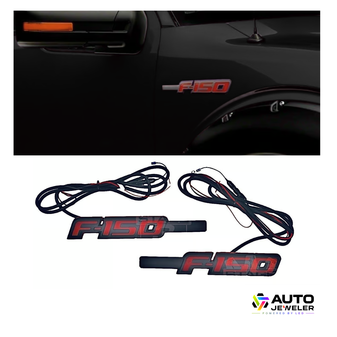 Ford F-150 LED Fender Emblem Kit (2009–2014) – Black Housing, Red Illumination – 2 Pc Light-Up Side Badges
