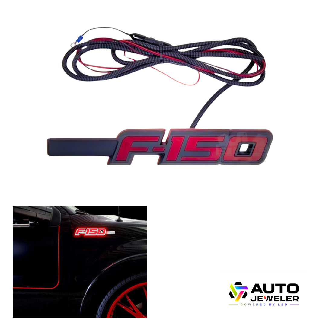 Ford F-150 LED Fender Emblem Kit (2009–2014) – Black Housing, Red Illumination – 2 Pc Light-Up Side Badges