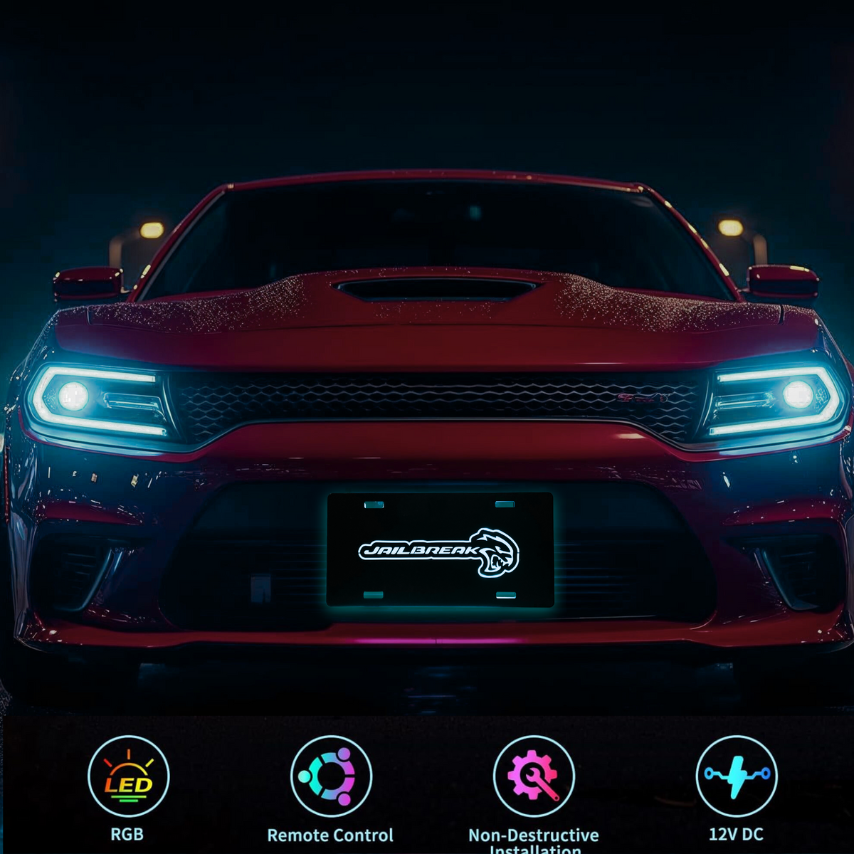 RGB Flow Series “Jailbreak” LED Illuminated License Plate – 6x12 Acrylic, Multi-Color, App Controlled