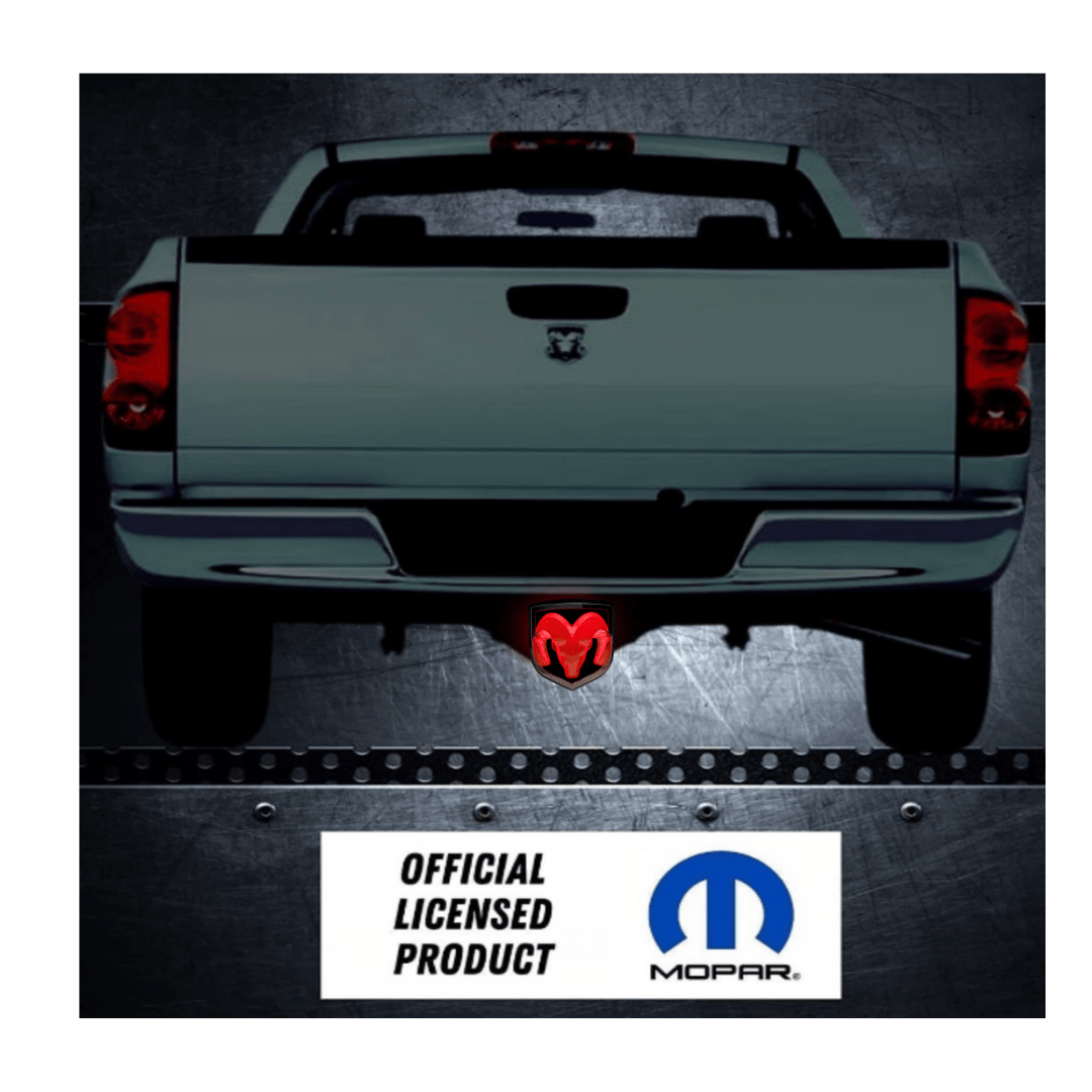 LED Lighted Dodge Ram Hitch Cover – Chrome | MOPAR Official Licensed LED Receiver CoverLED Lighted Hitch Cover