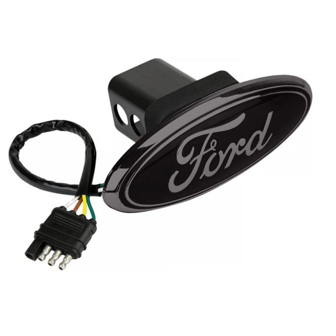 Red LED Light - Up Ford Logo Hitch Cover for 1.25" & 2" Receiver – Black FinishLED Lighted Hitch Cover
