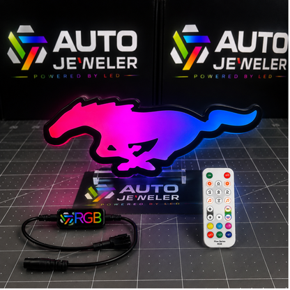 Mustang Pony Multicolor LED Grille Emblem (RGBW Flow-Series) – Dual Control Plug-and-Play