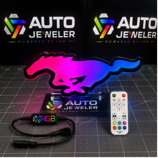 Mustang Pony Multicolor LED Grille Emblem (RGBW Flow-Series) – Dual Control Plug-and-Play