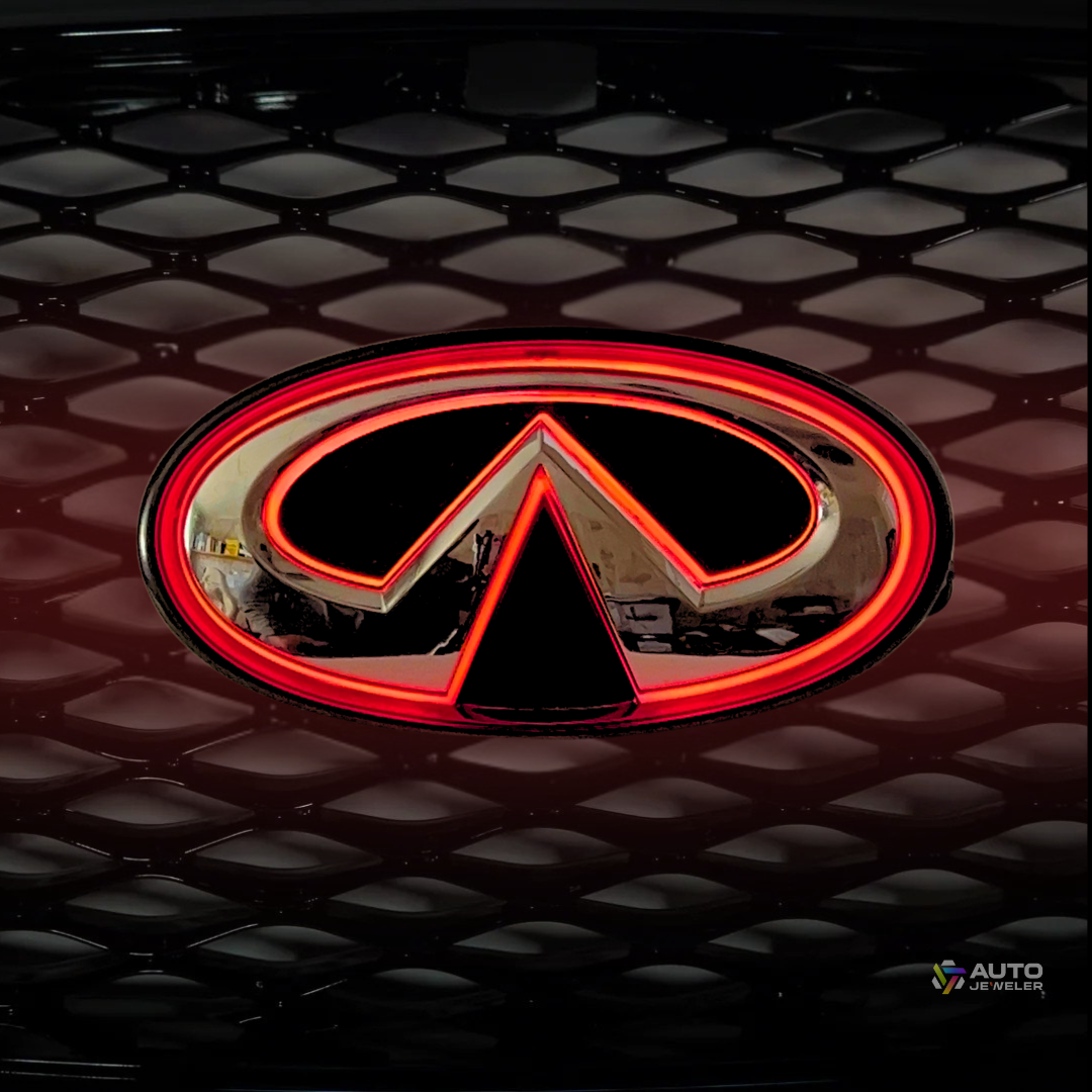 2018–2024 Infiniti Q50 Color-Changing RGB LED Front Grille Emblem – Chrome/Black | App-Controlled