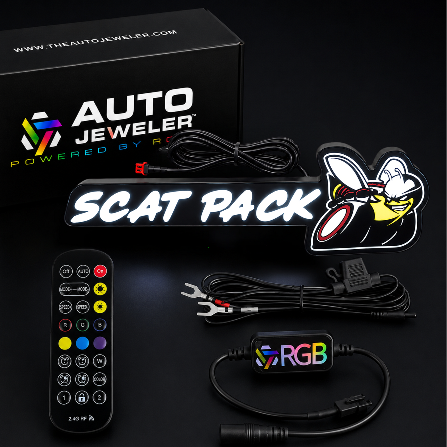 Scat Pack V2 Flow Series RGB LED Grille Emblem – 2-in-1 Hybrid Control