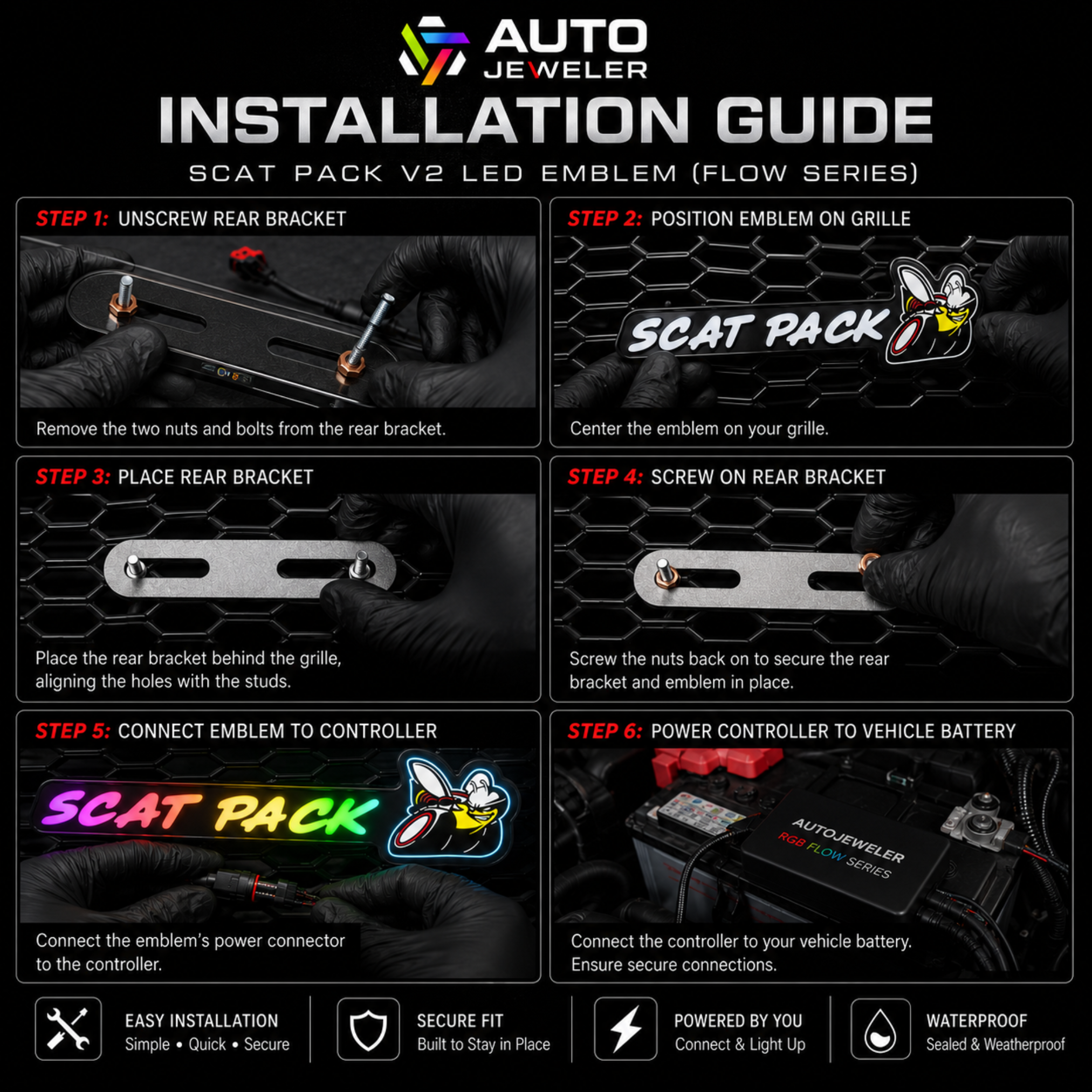 Scat Pack V2 Flow Series RGB LED Grille Emblem – 2-in-1 Hybrid Control