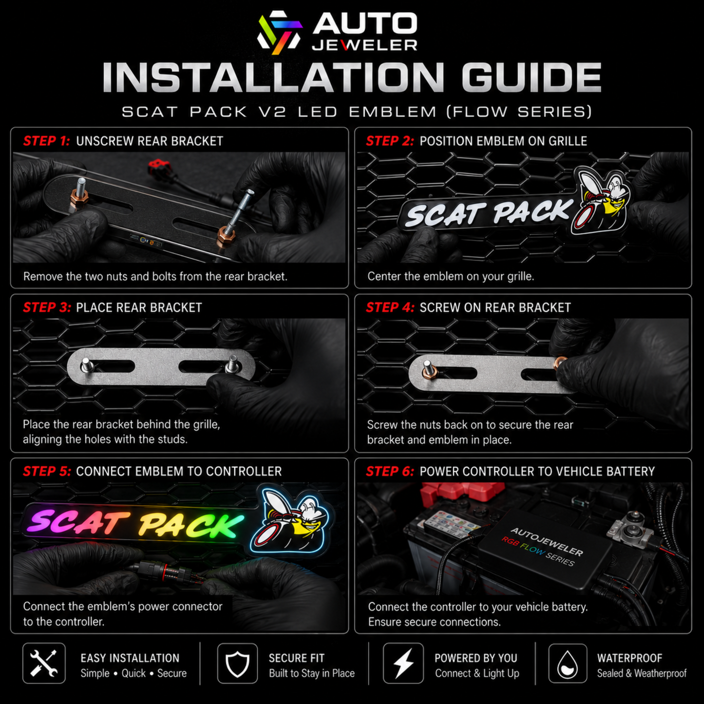 Scat Pack V2 Flow Series RGB LED Grille Emblem – 2-in-1 Hybrid Control