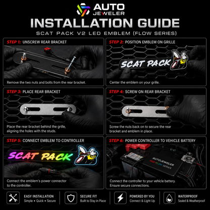 Scat Pack V2 Flow Series RGB LED Grille Emblem – 2-in-1 Hybrid Control