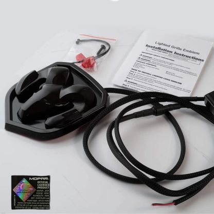Included wiring harness and installation instructions for RAM LED grille emblem