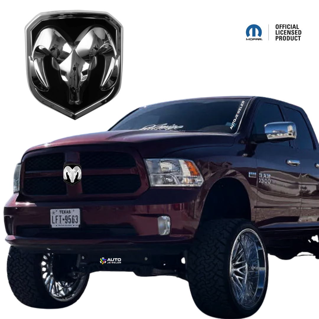 2009–2018 RAM LED grille emblem installed on truck front grille OEM style appearance