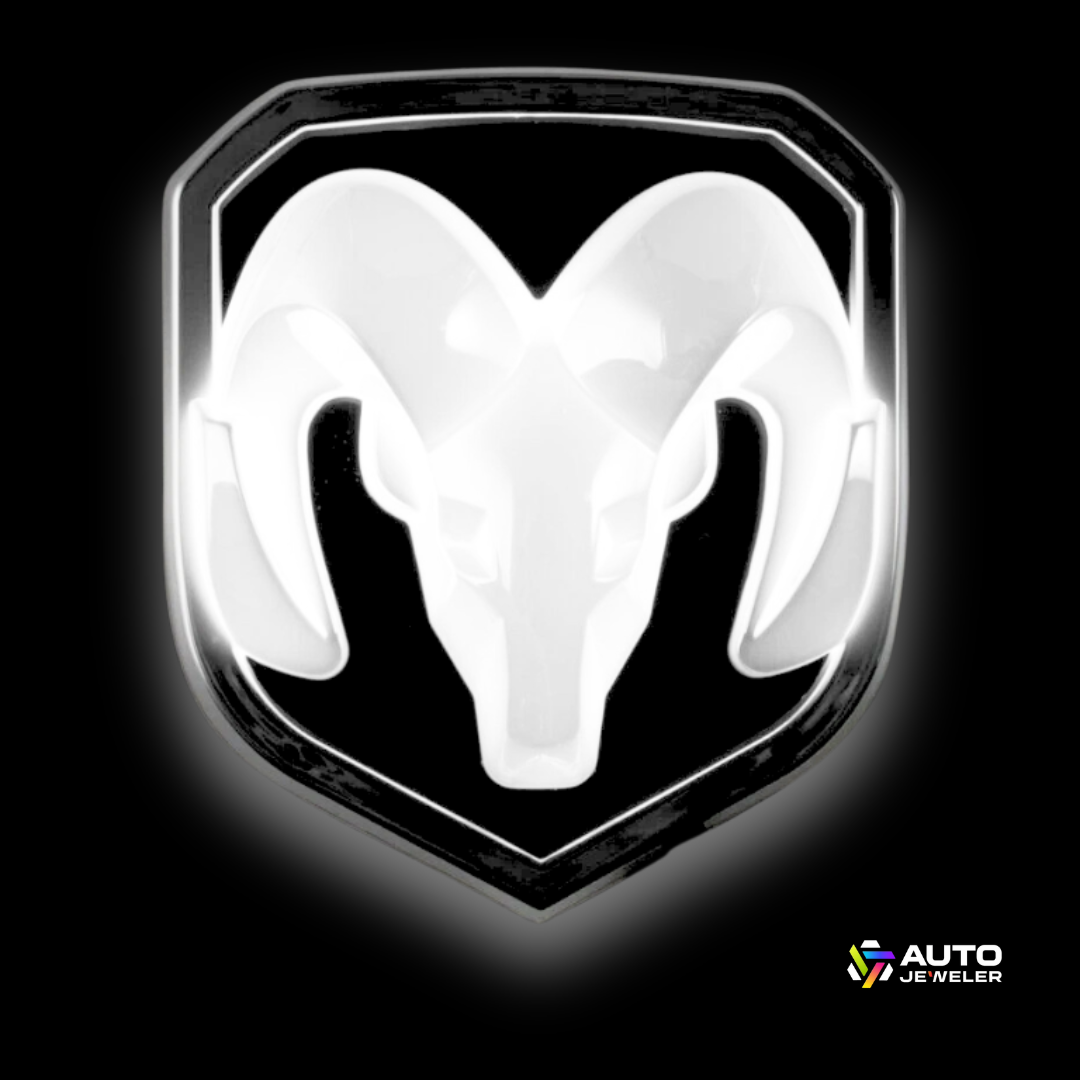 2009–2018 RAM LED grille emblem illuminated white LED lighting chrome black finish