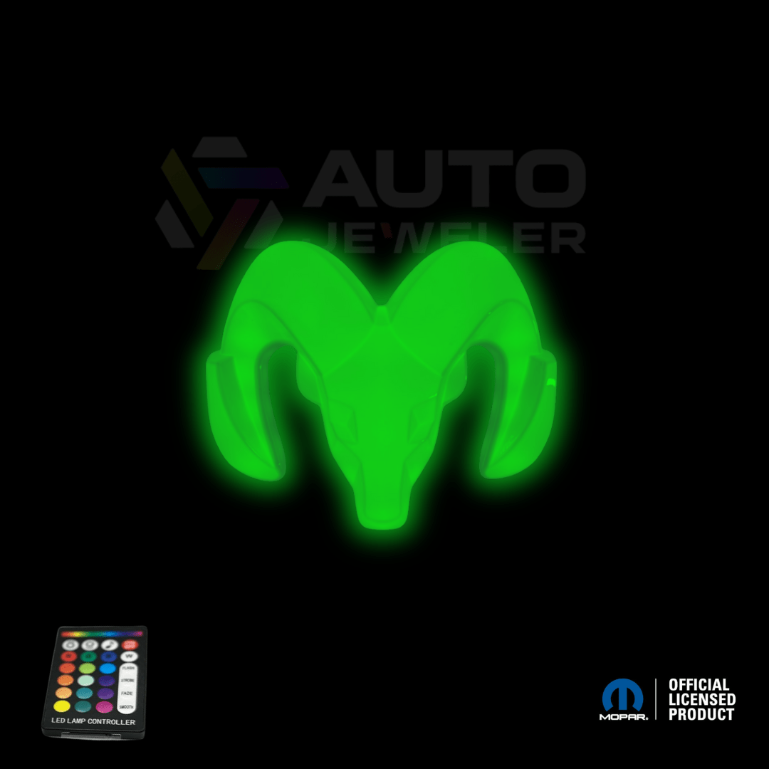 2009–2018 RAM 1500 Black Lighted Grille Emblem with RGB LED Color - Changing LightingLED Illuminated Emblems