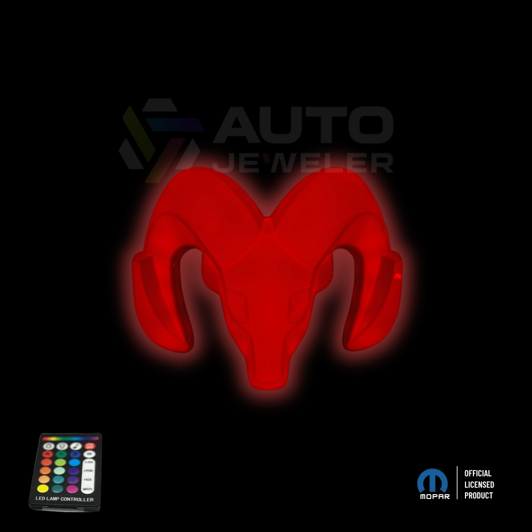 2009–2018 RAM 1500 Black Lighted Grille Emblem with RGB LED Color - Changing LightingLED Illuminated Emblems