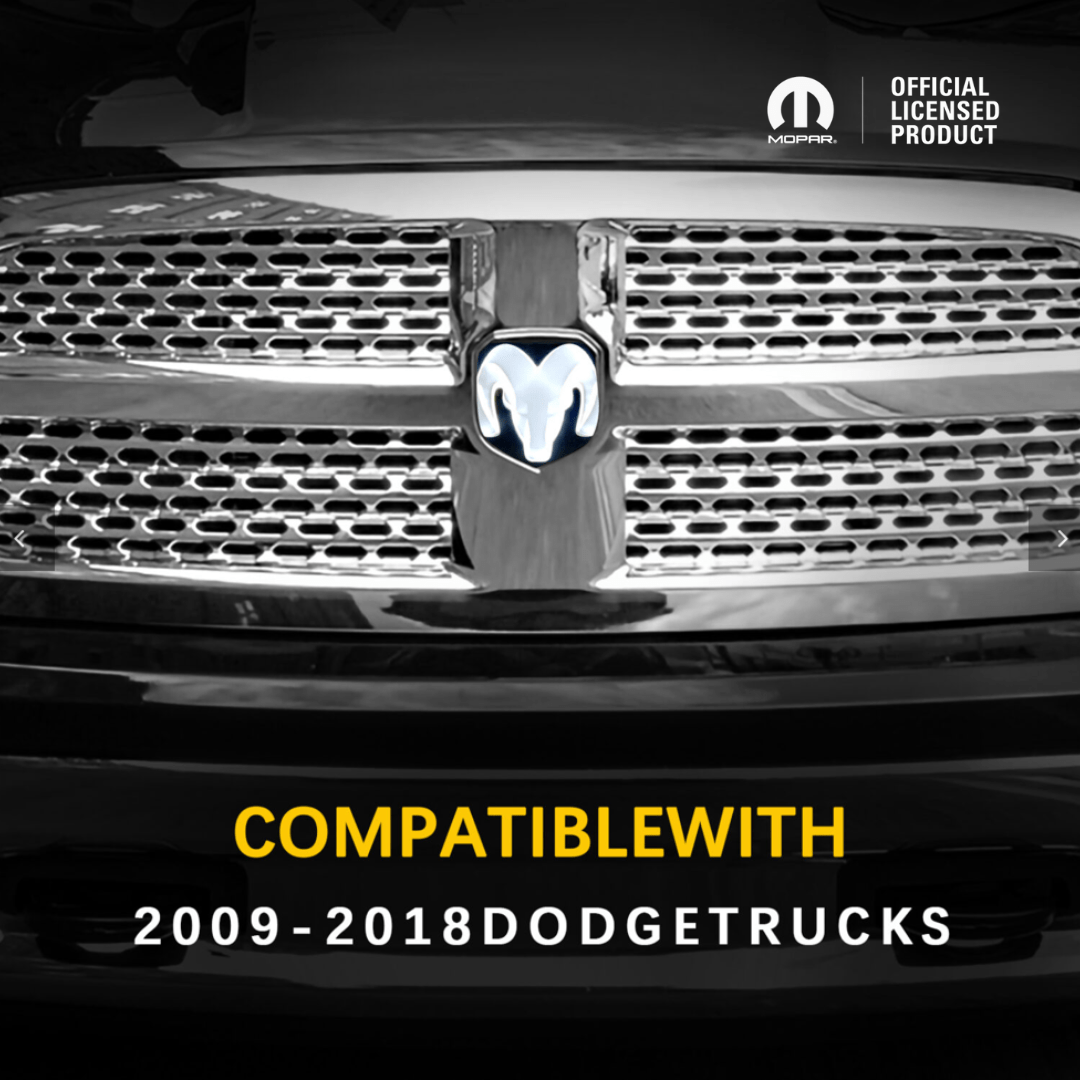 2009–2018 RAM 1500 Black Lighted Grille Emblem with RGB LED Color - Changing LightingLED Illuminated Emblems