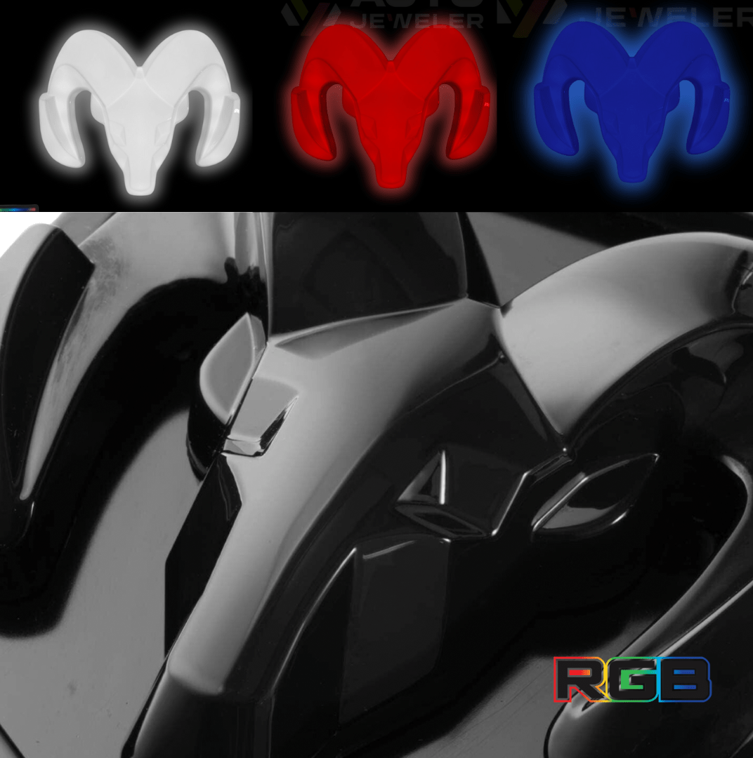2009–2018 RAM 1500 Black Lighted Grille Emblem with RGB LED Color - Changing LightingLED Illuminated Emblems