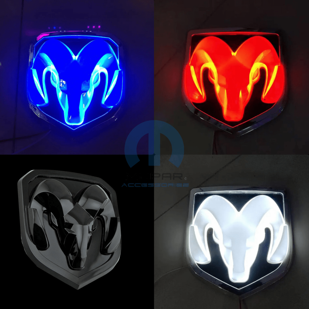 2009–2018 RAM 1500 Black Lighted Grille Emblem with RGB LED Color - Changing LightingLED Illuminated Emblems