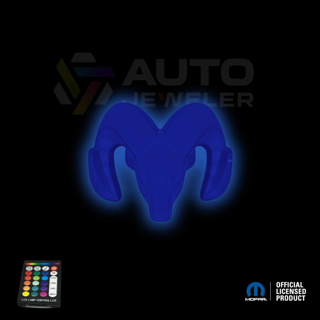 2009–2018 RAM 1500 Black Lighted Grille Emblem with RGB LED Color - Changing LightingLED Illuminated Emblems