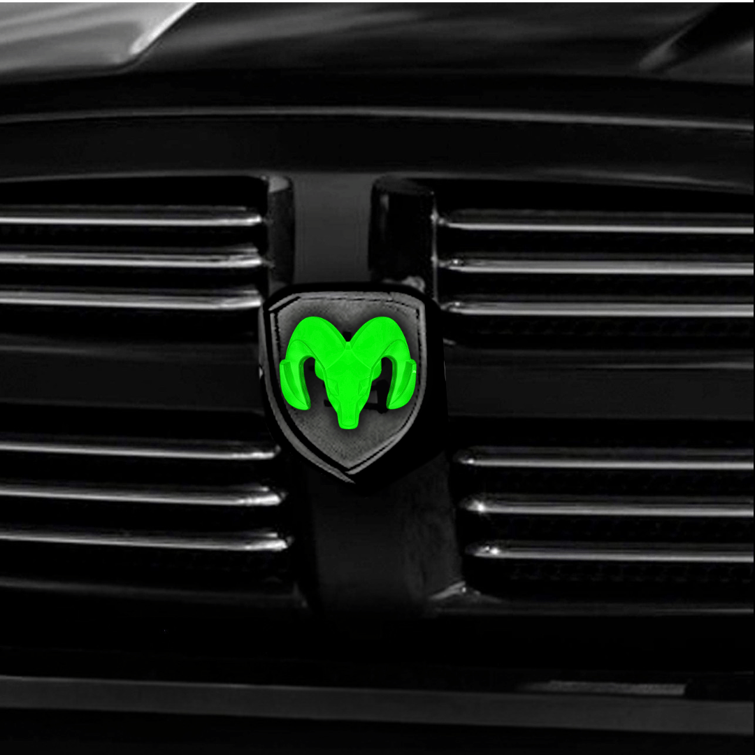 2009–2018 RAM 1500 Black Lighted Grille Emblem with RGB LED Color - Changing LightingLED Illuminated Emblems