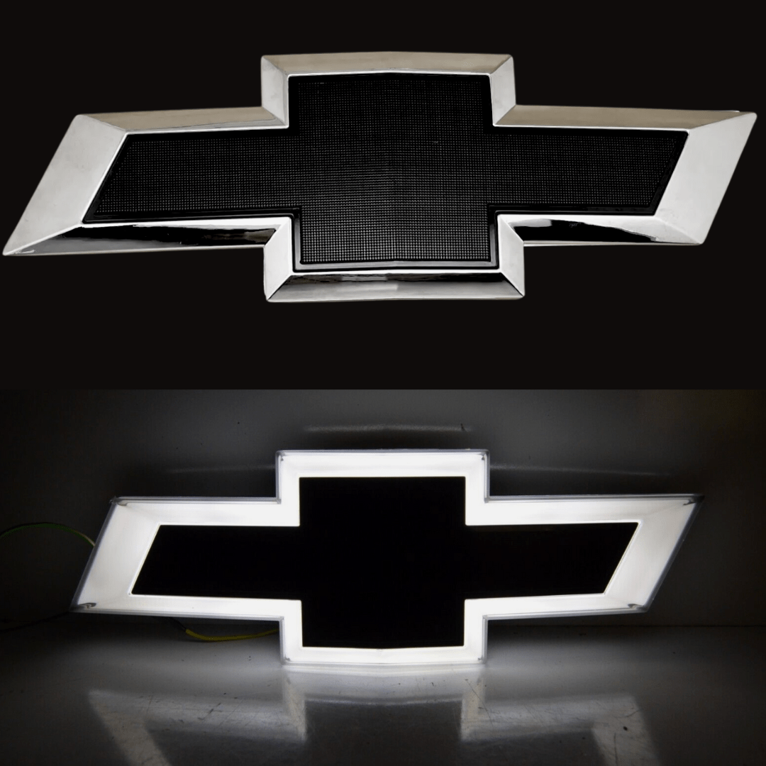2014 - 2015 Chevy Silverado LED Grille Emblem – Chrome & Black | Illuminated Front BadgeLED Illuminated Emblems
