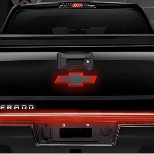 2014 - 2018 Chevrolet Silverado Red LED Illuminated Tailgate Bowtie Emblem, Black - GM Official LicensedLED Illuminated Emblems