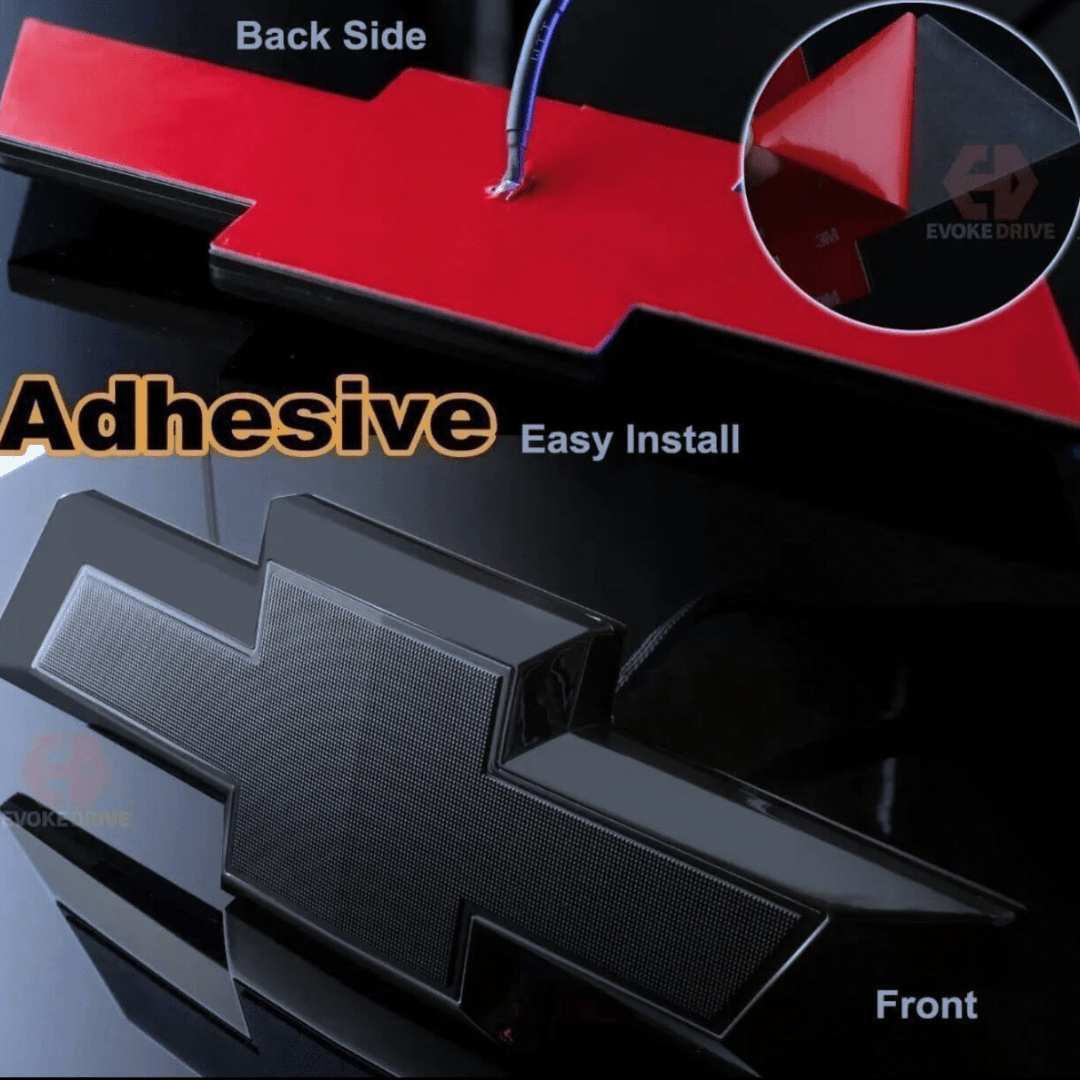 2014 - 2018 Chevrolet Silverado Red LED Illuminated Tailgate Bowtie Emblem, Black - GM Official LicensedLED Illuminated Emblems