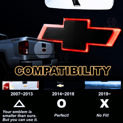 2014 - 2018 Chevrolet Silverado Red LED Illuminated Tailgate Bowtie Emblem, Black - GM Official LicensedLED Illuminated Emblems