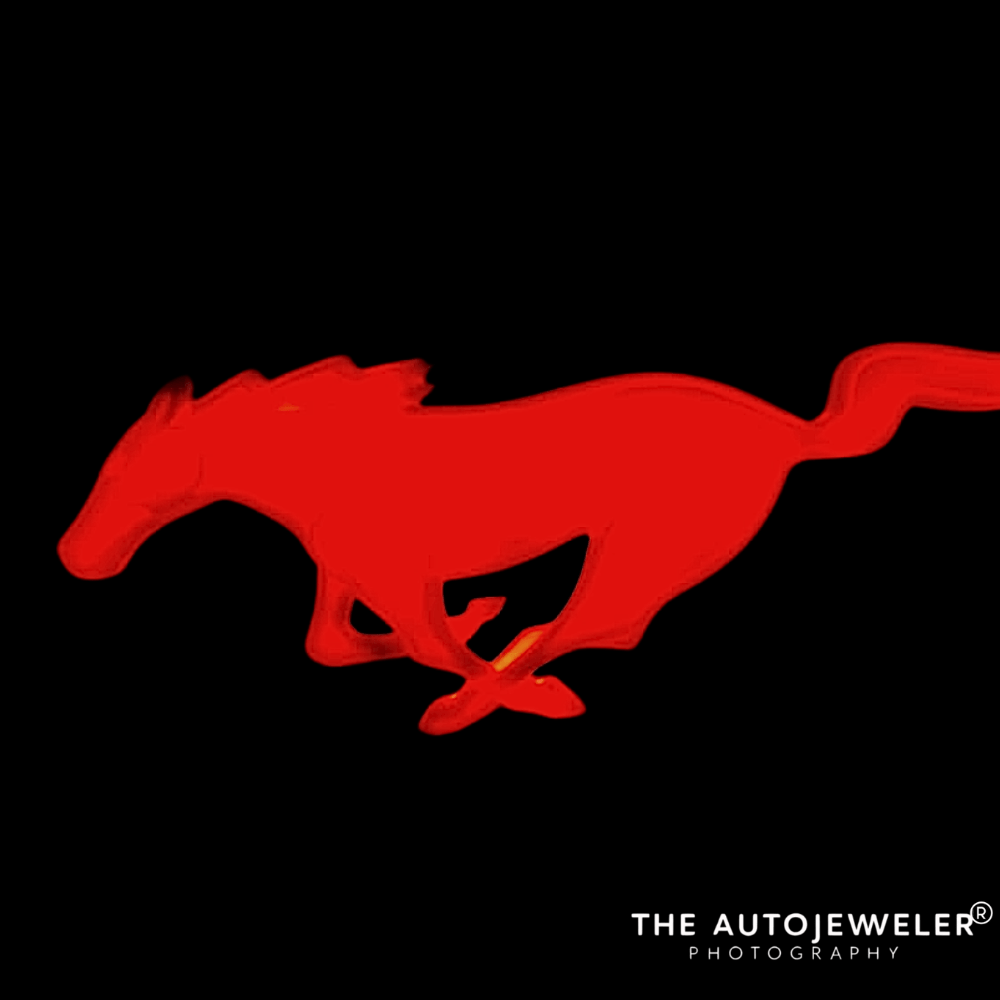 2015 - 2022 Ford Mustang Black LED Tailgate Emblem – Red LED Lighted Pony LogoLED Illuminated Emblems