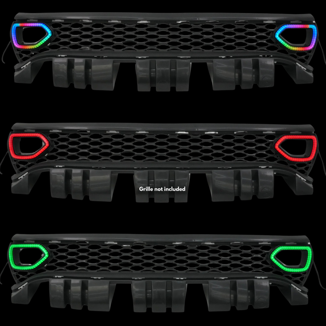 AutoJeweler snorkel grille LED light housings for 2015-2023 Dodge Charger RGB Flow Series lighting kit