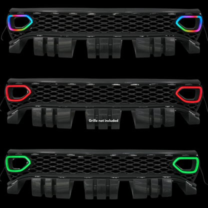 AutoJeweler snorkel grille LED light housings for 2015-2023 Dodge Charger RGB Flow Series lighting kit