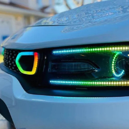 2015–2023 Dodge Charger Snorkel Grille LED Lights – RGB Flow Series Diffused Halo Kit (Bluetooth + Remote)