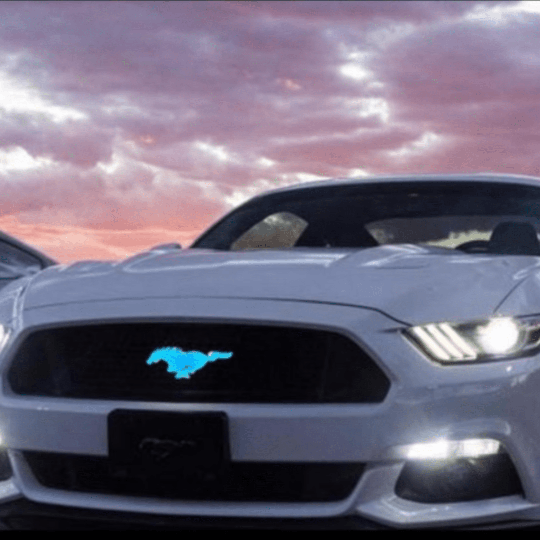 2015 - 2024 Ford Mustang Pony BLUE LED Lighted Grille Emblem – BlackLED Illuminated Emblems